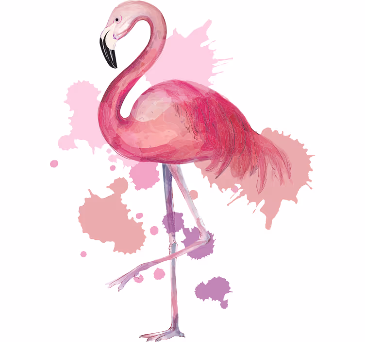 Rollo fenster jugendzimmer vintage flamingo mit farbklecksen - TenStickers