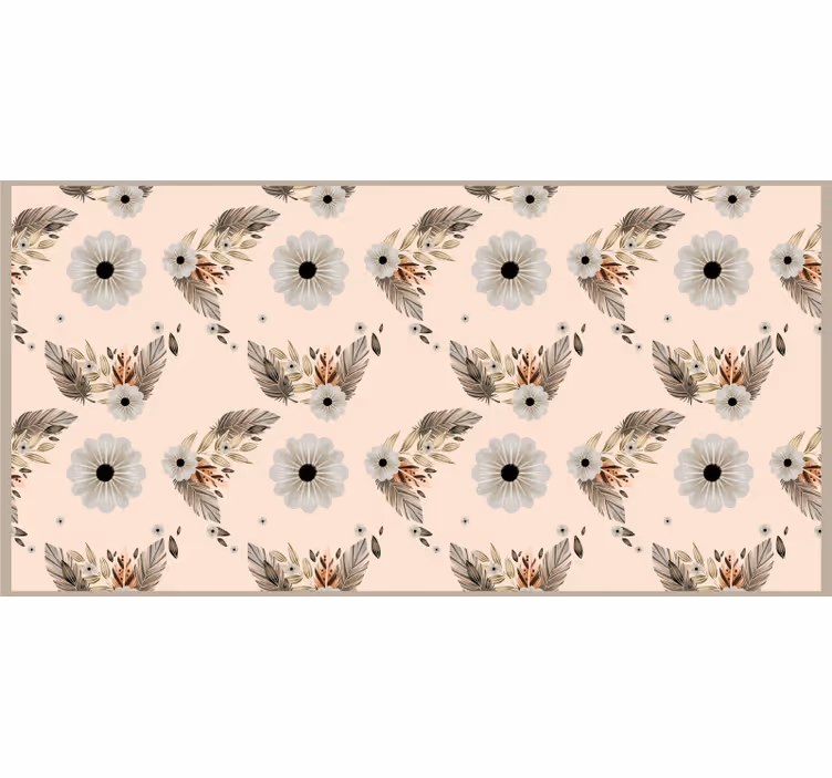 Rollo fenster beige mit pink-schwarzem blumenmuster - TenStickers