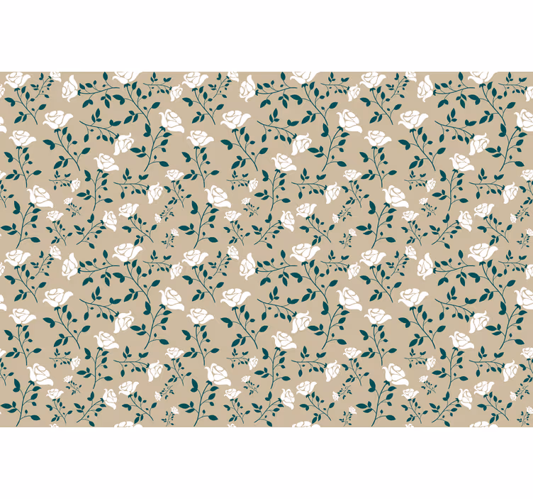 Rollo fenster beige mit weißem vintage-rosenmuster - TenStickers