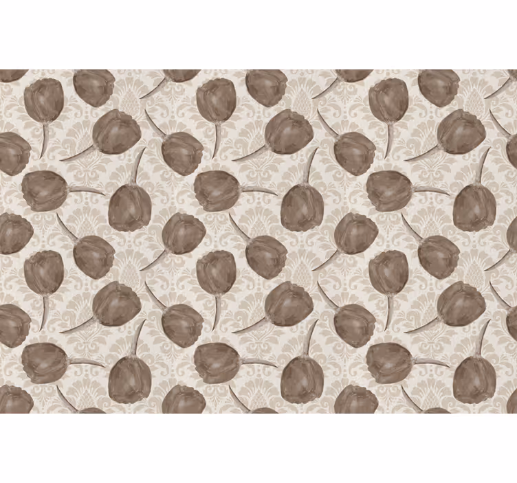 Rollo fenster beige graues tulpenmuster mit akanthusblättern - TenStickers