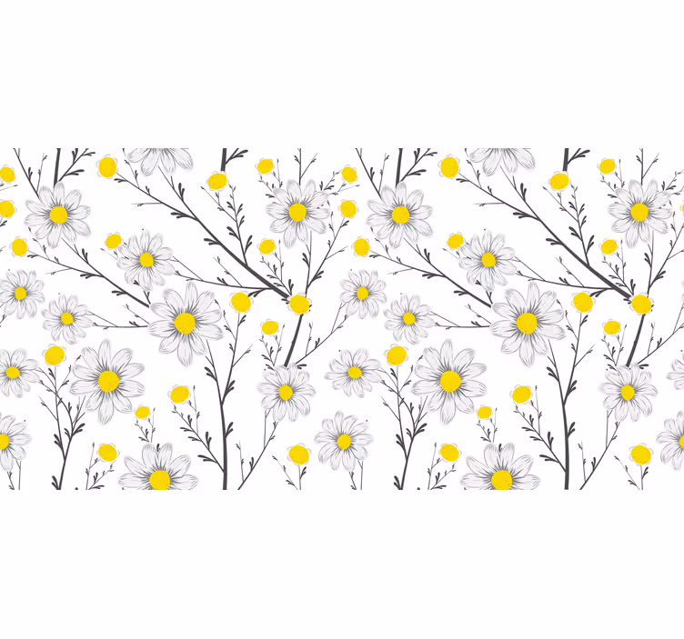 Rollo fenster weiß mit klassischen gänseblümchen - TenStickers