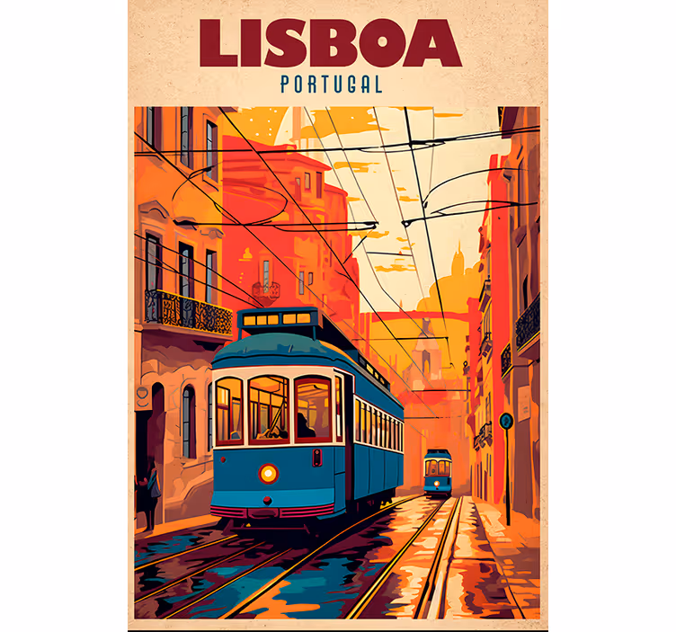 Rollo fenster vintagedesign tramillustration lissabon - TenStickers