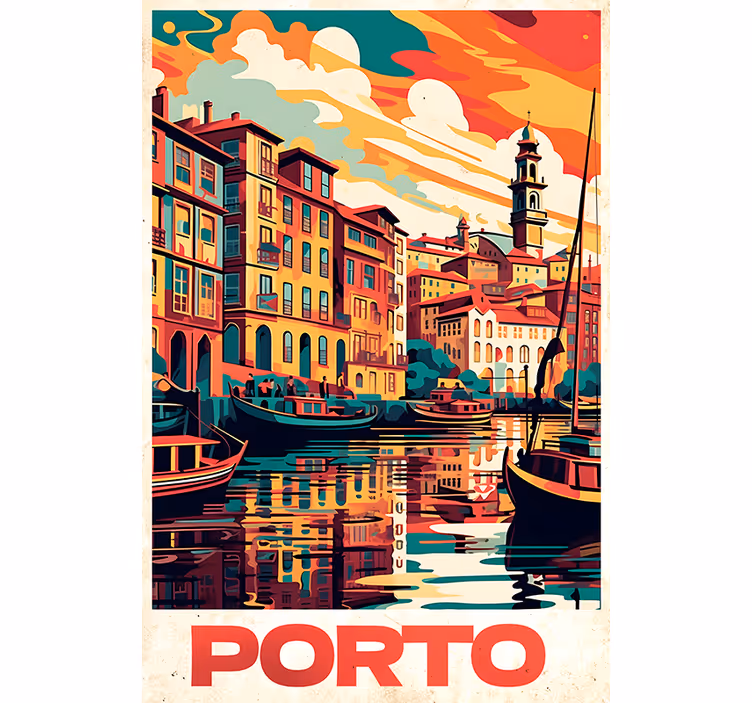 Rollo fenster vintagedesign oporto vintage plakat - TenStickers