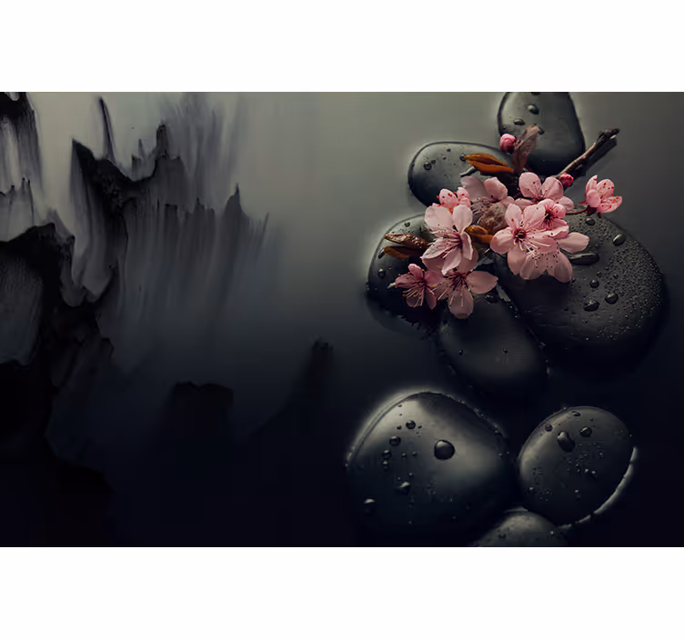 Rollo fenster badezimmer elegante zen blütensteine - TenStickers