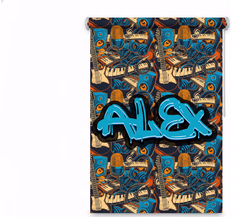 Rollo fenster jugendzimmer mit individuellem musik-graffiti - TenStickers