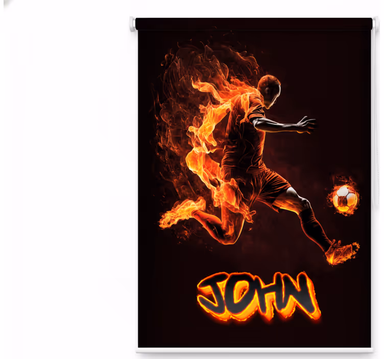 Rollo fenster jugendzimmer fußballspieler in flammen - TenStickers