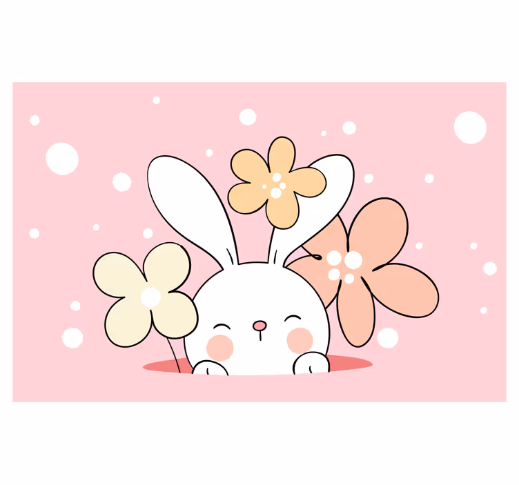 Rollo fenster spaß mit hase auf gepunktetem hintergrund - TenStickers