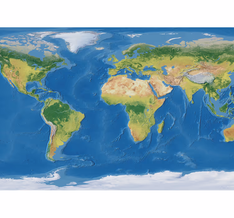 Rollo fenster weltkarte geografische weltkarte - TenStickers