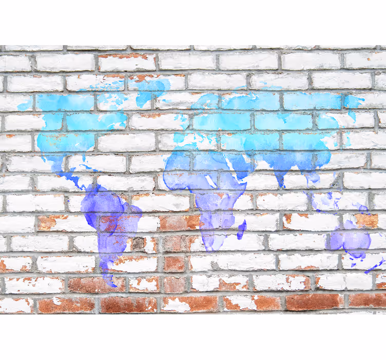 Rollo fenster weltkarte in blauer aquarelloptik - TenStickers