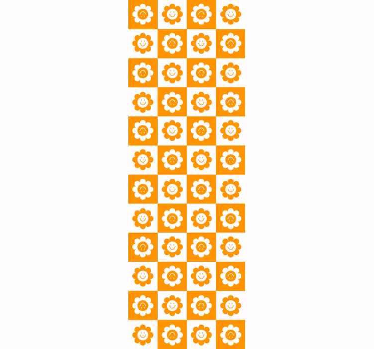 Rollo fenster jugendzimmer mit quadraten und blumen smiley - TenStickers