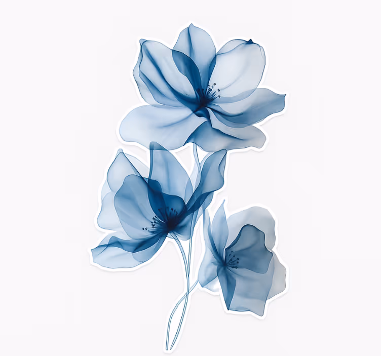 Rollo fenster blumen in blau transparent - TenStickers