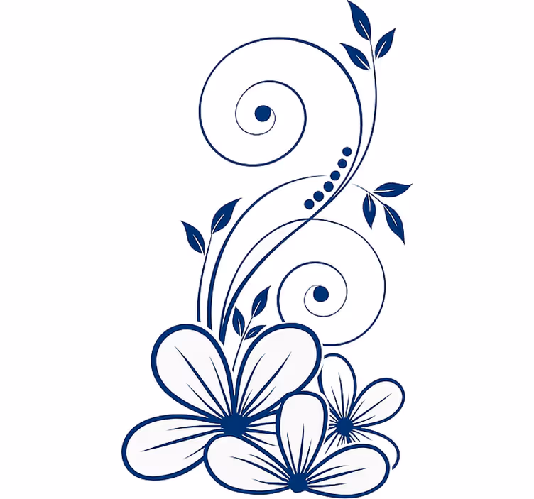 Rollo fenster blumen blumenwirbel in blau - TenStickers