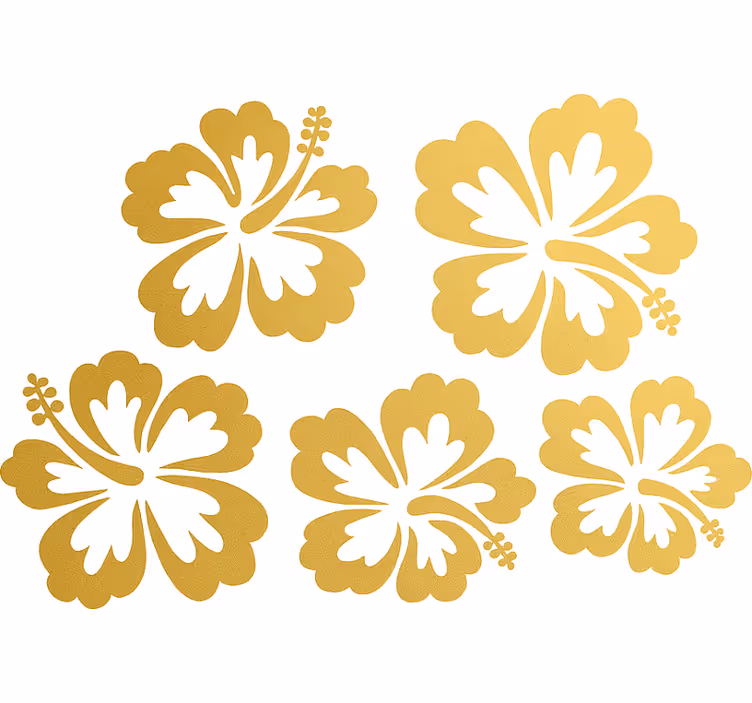 Rollo fenster blumen goldene hibiskusblüten silhouette - TenStickers