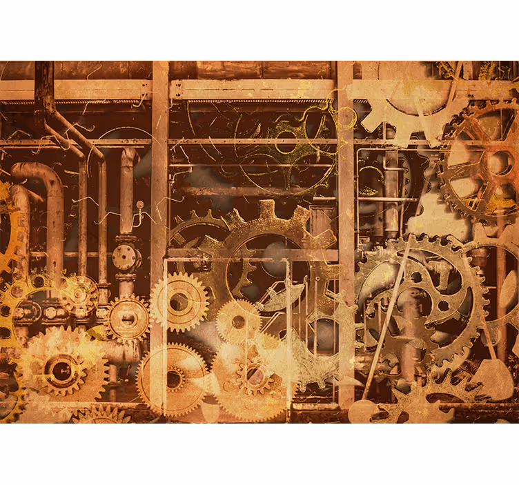 Rollo fenster rustikal retro 3d industrie rohre gold - TenStickers