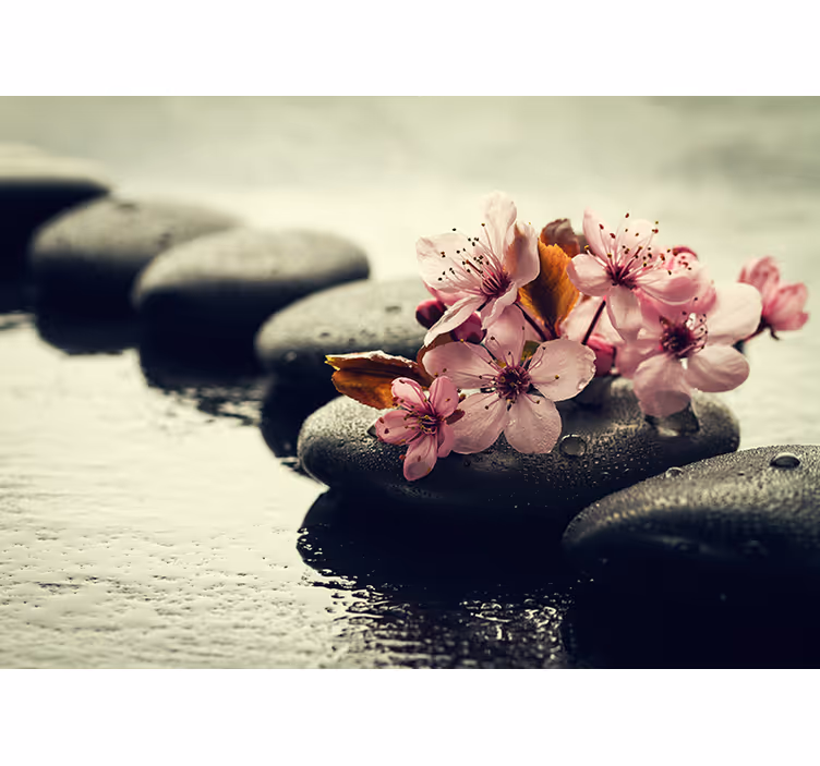 Rollo fenster zen kiesel blumenruhe - TenStickers