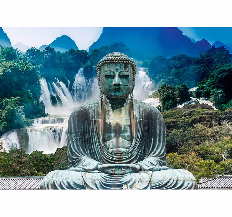 Rollo fenster zen ruhiger buddha wasserfall - TenStickers