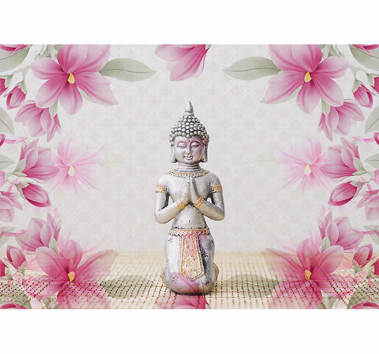 Rollo fenster zen mit buddha und magnolie wallpaper - TenStickers