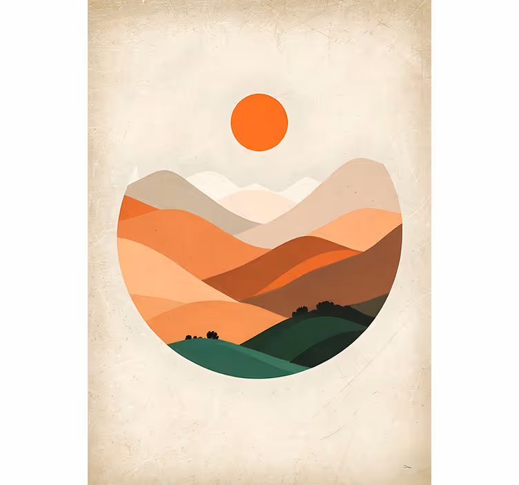 Rollo fenster orange sonne über den bergen - TenStickers