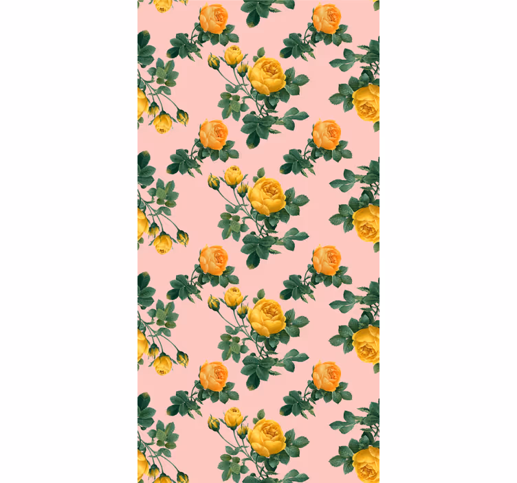 Rollo fenster klassisch gelbe rosen und grüne blätter - TenStickers