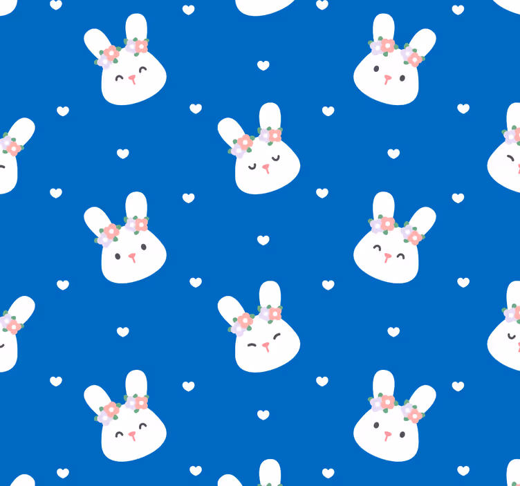 Rollo fenster baby mit süßen hasen auf blauem hintergrund - TenStickers