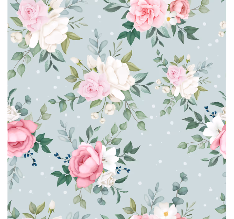 Rollo fenster flur in blau und pink floral - TenStickers