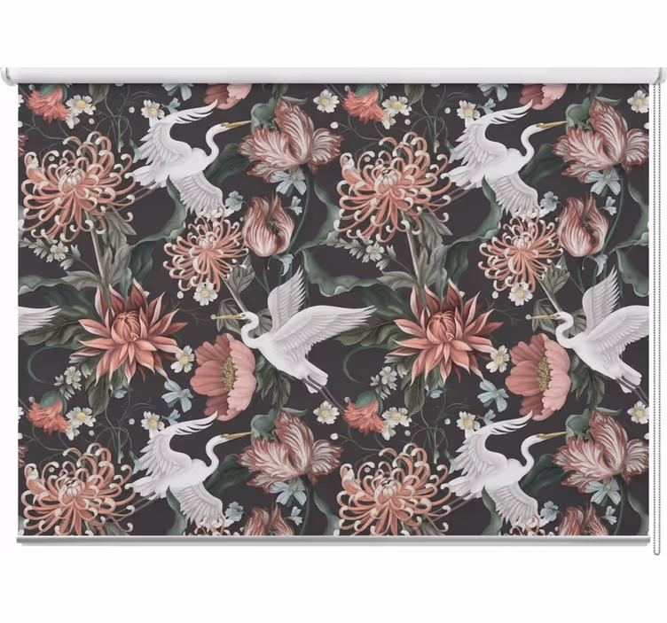 Rollo fenster balkon mit reiher und blumen - TenStickers