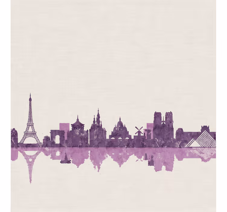 Rollo fenster lila mit pariser skyline - TenStickers