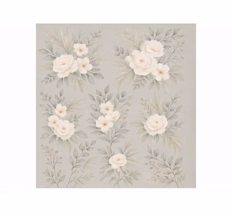 Rollo fenster grau mit weißen rosen - TenStickers
