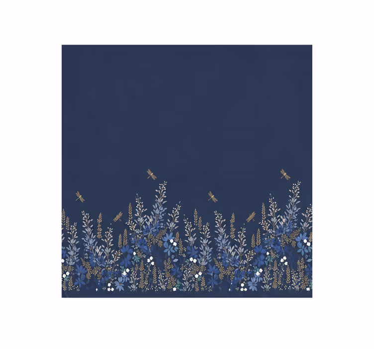 Rollo fenster blau mit muster aus gras und blumen - TenStickers