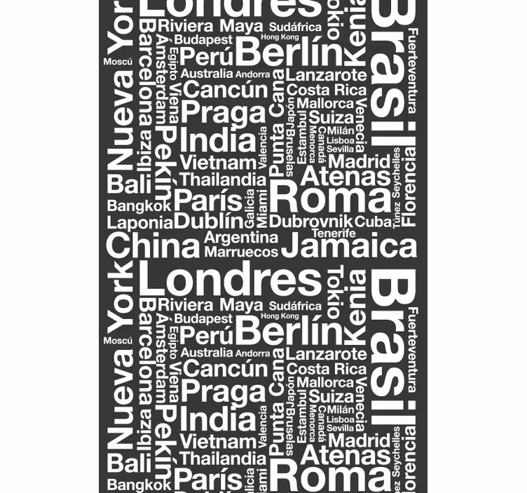 Städte Text Rollo schwarzer Hintergrund - TenStickers