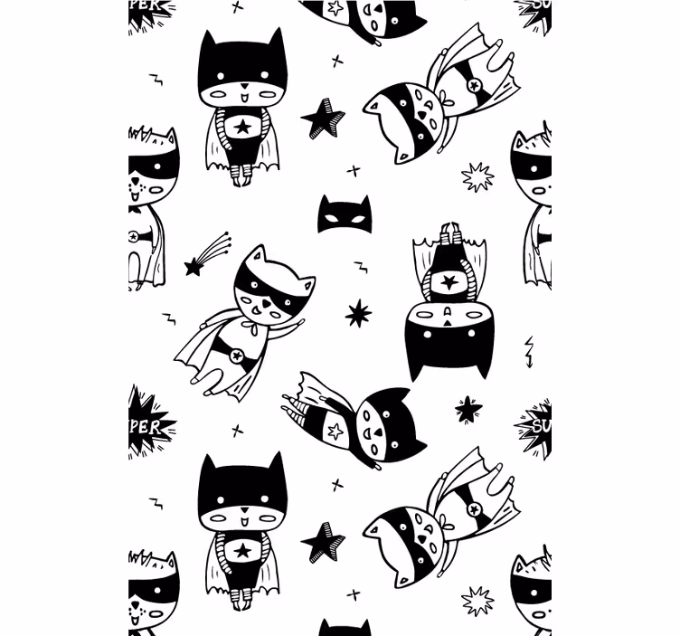 Superhelden-Cartoon-Skizze Rollo Kinderzimmer - TenStickers
