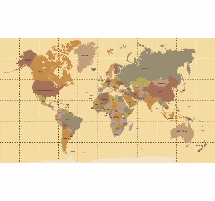 Rollo Fenster Weltkarte geografische koordinaten - TenStickers