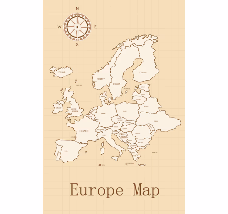 Rollo Fenster Weltkarte europa auf beigem hintergrund - TenStickers