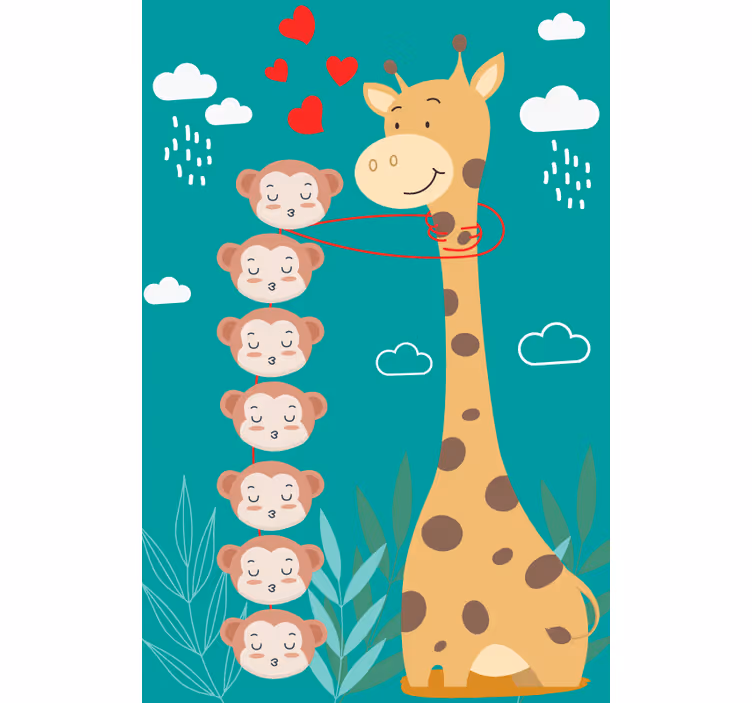 Rollo Fenster mit Tieren giraffe affe liebe - TenStickers