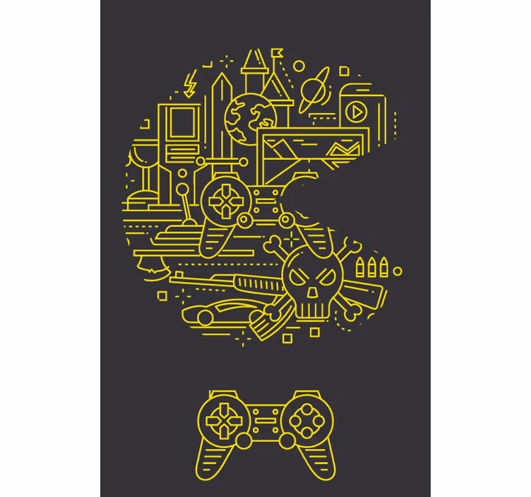 Rollo fenster gamer gelbes pac-spiel - TenStickers