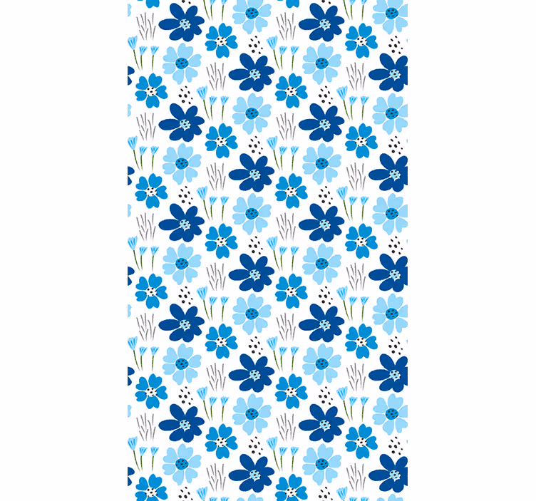 Rollo Fenster Blumen und Pflanzen blaues einfaches muster - TenStickers