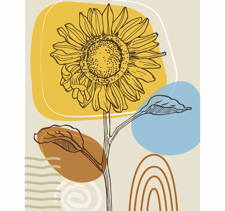 Rollo Fenster Blumen und Pflanzen sonnenblume mit kreisen - TenStickers