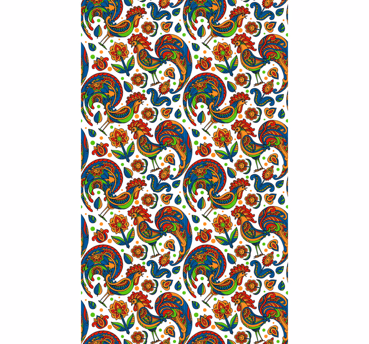 Rollo Fenster mit Tieren bunte hähne - TenStickers