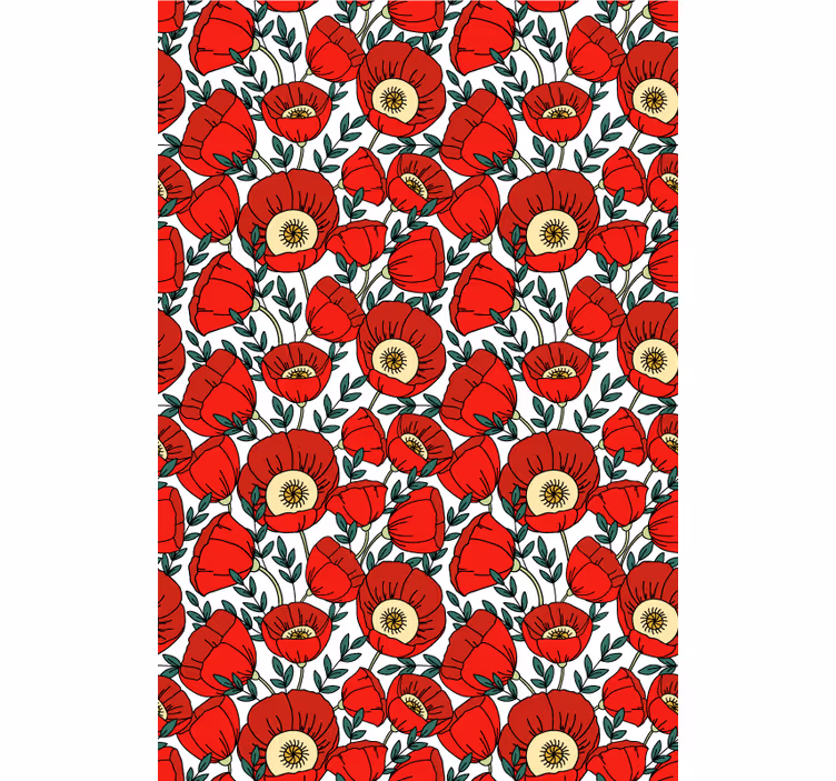 Rollo Fenster Blumen und Pflanzen muster mit roten welpen - TenStickers