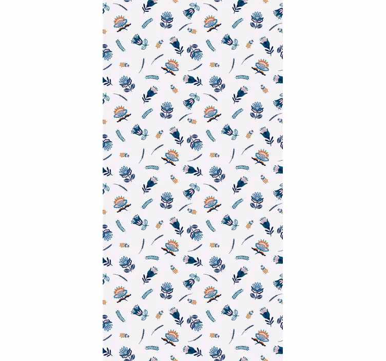 Rollo Fenster Blumen blaues volkskunstmotiv - TenStickers