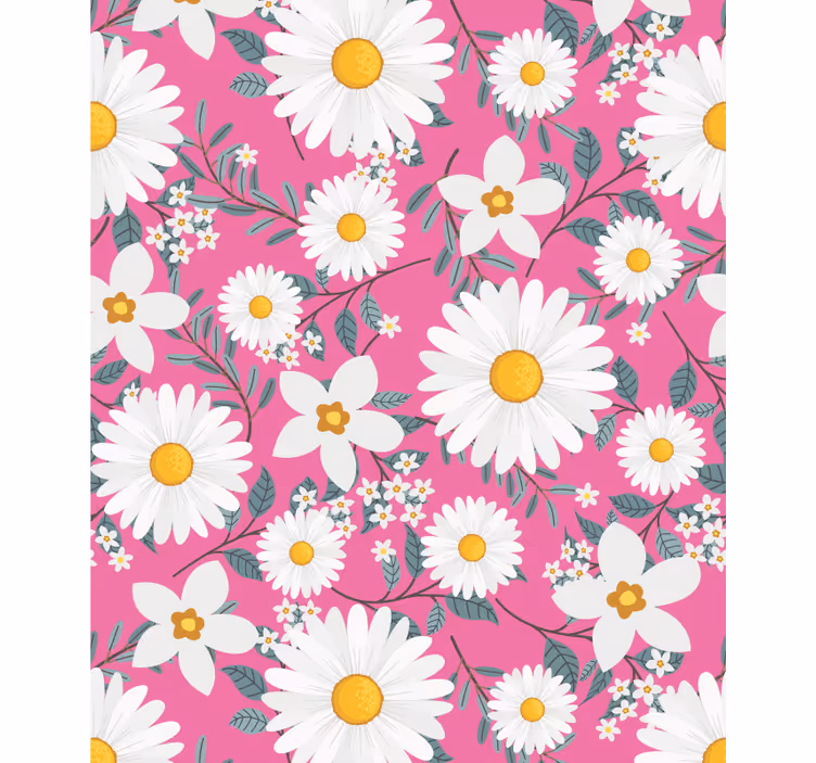 Rollo Fenster Blumen und Pflanzen rosa gänseblümchen-muster - TenStickers