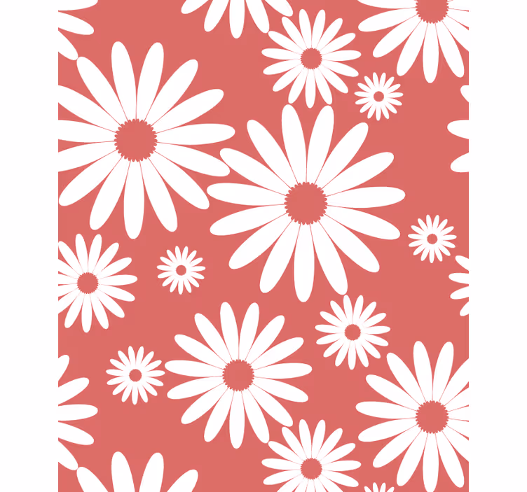 Rollo Fenster Blumen und Pflanzen weißes gänseblümchenmuster - TenStickers