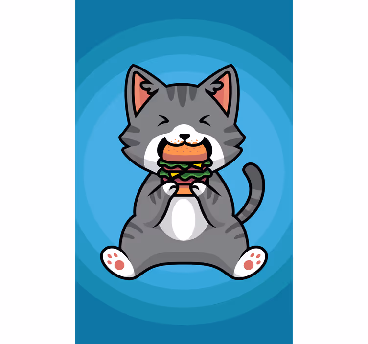 Rollo Fenster Tiere glückliche katze beim fressen - TenStickers