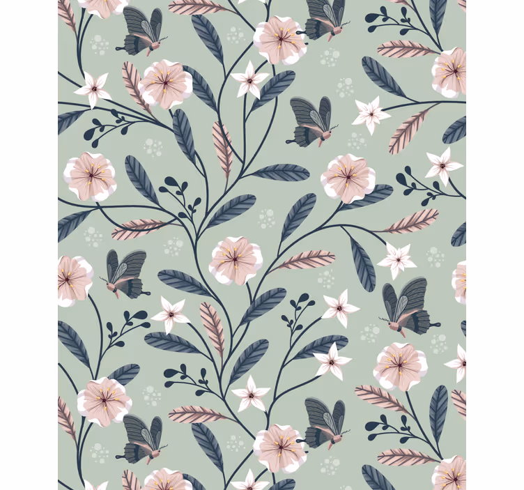 Rollo fenster blumen und pflanzen mit schmetterlingsmuster - TenStickers