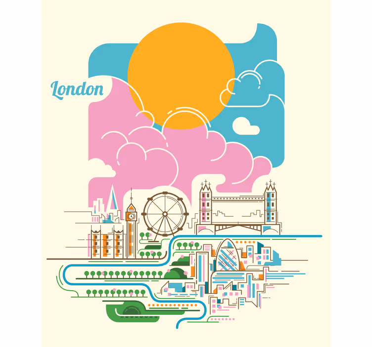 Rollo Fenster Weltkarte blick auf die skyline von london - TenStickers