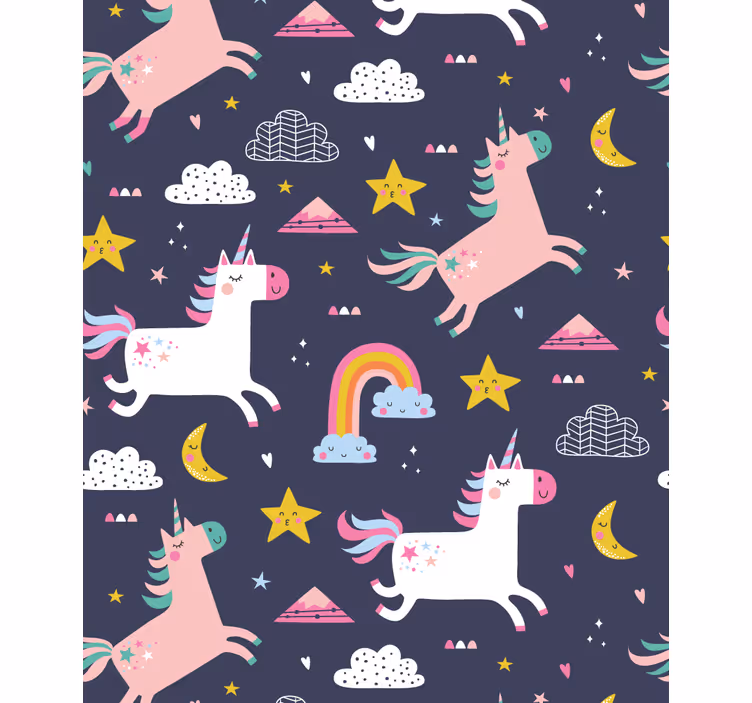 Rollo Fenster Kinderzimmer einhörner und sterne - TenStickers