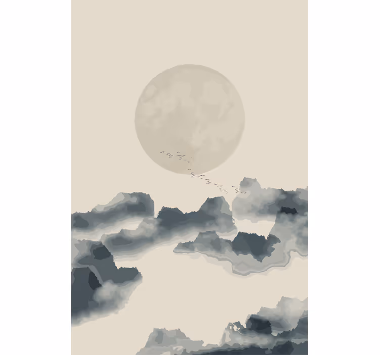 Fenster Rollo modern mondbeschienene wolkenlandschaft - TenStickers