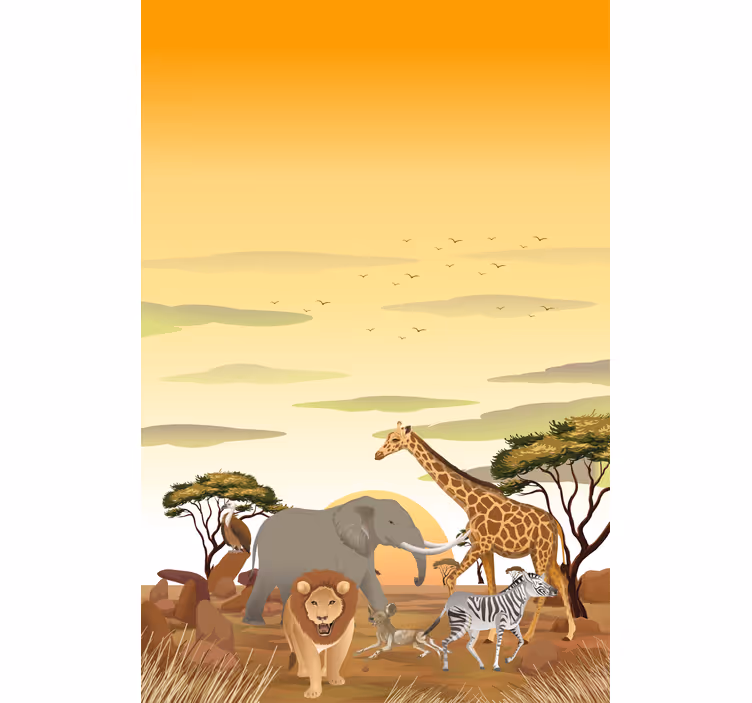 Afrikanische Safari-Landschaft Rollo Kinderzimmer - TenStickers