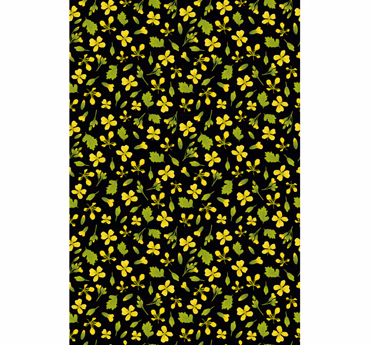Rollo fenster blumen und pflanzen gelb-schwarzes muster - TenStickers