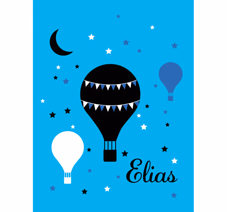 Rollo mit Zeichnungen Schwarze und blaue luftballons mit sternen  - TenStickers